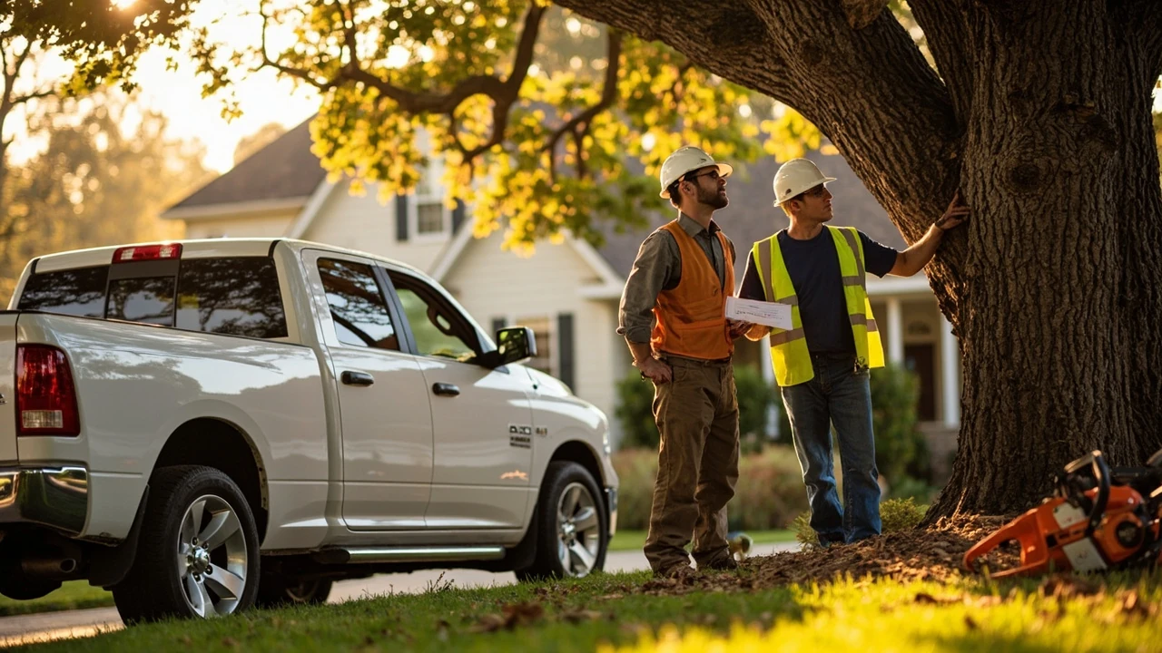 Homeowner reviewing a written estimate for the cost of tree removal