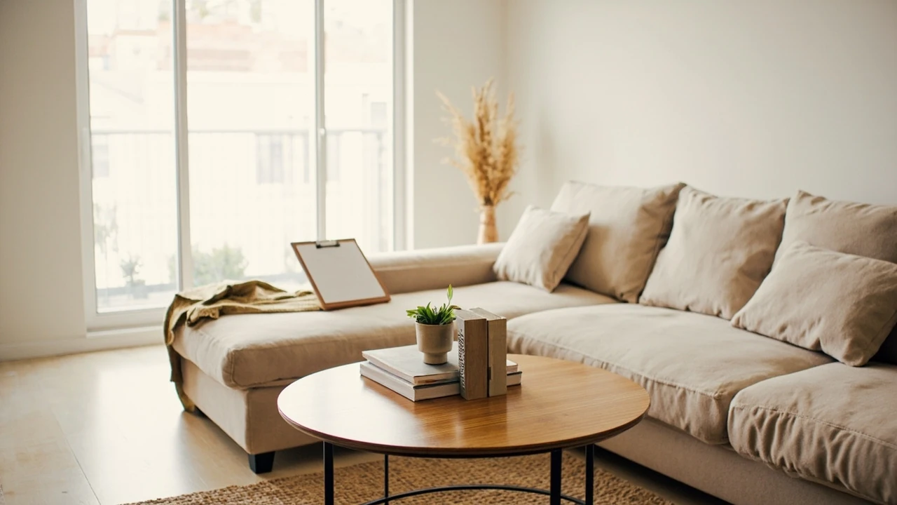 Home staging services preparing a living room for sale